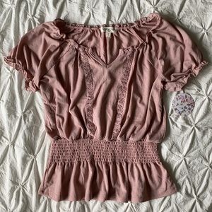 Francesca’s Pink Love and Joy Blouse, Large